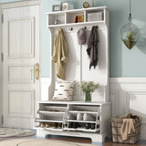 All-in-One Hall Tree: 3 Shelves, 2 Shoe Drawers, Bench & Hooks