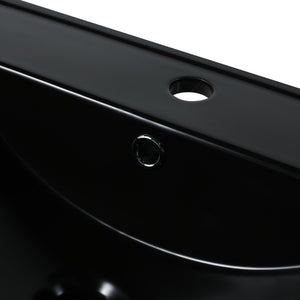English Elm 24" Black Ceramic Top Sink with Integrated Countertop, Pre-Drilled Faucet Hole, Easy Clean Finish (Fits Vanity) W99989936