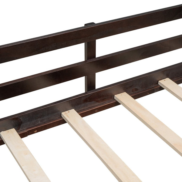 English Elm Twin Loft Bed Solid Pine Frame with Slide Chalkboard Panels and Rolling Storage Boxes WF299308AAP