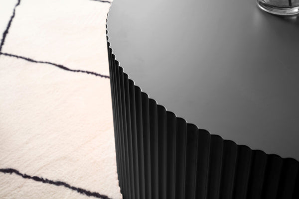 English Elm Sleek Round Mdf Coffee Table with Sculptural Relief Detail for Modern Living Rooms W876P252219