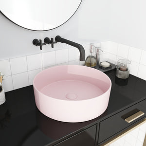 English Elm Ceramic Round Vessel Sink - Stylish Above-Counter Art Basin, Durable Stain-Resistant Glaze Finish W99977119