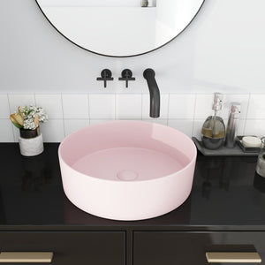 English Elm Ceramic Round Vessel Sink - Stylish Above-Counter Art Basin, Durable Stain-Resistant Glaze Finish W99977119