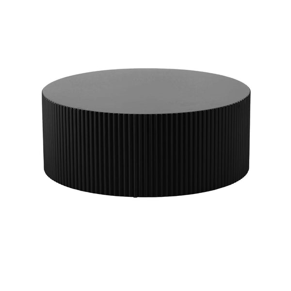 English Elm Sleek Round Mdf Coffee Table with Sculptural Relief Detail for Modern Living Rooms W876P252219