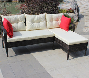 English Elm Outdoor 2-Piece Wicker Patio Conversation Set with Beige Cushions, UV & Water-Resistant Brown Rattan loveseat W20966894