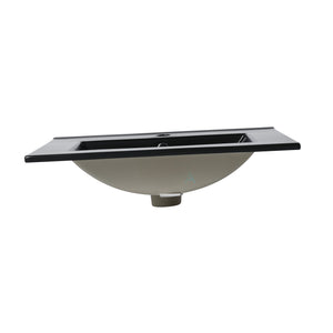 English Elm 24" Black Ceramic Top Sink with Integrated Countertop, Pre-Drilled Faucet Hole, Easy Clean Finish (Fits Vanity) W99989936