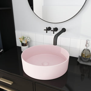 English Elm Ceramic Round Vessel Sink - Stylish Above-Counter Art Basin, Durable Stain-Resistant Glaze Finish W99977119