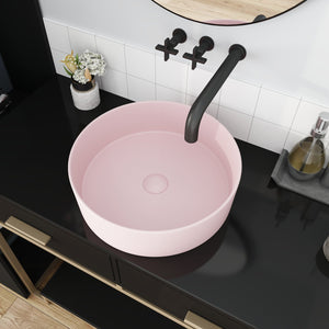 English Elm Ceramic Round Vessel Sink - Stylish Above-Counter Art Basin, Durable Stain-Resistant Glaze Finish W99977119