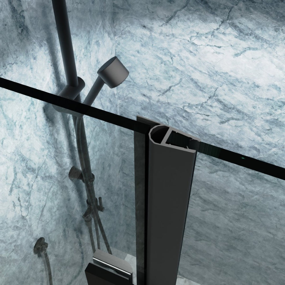 English Elm 34 Inch Semi-frameless Bi-fold Shower Door Clear Glass Panel Matte Black Finish W637110546