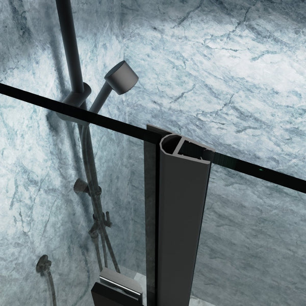 English Elm 34 Inch Semi-frameless Bi-fold Shower Door Clear Glass Panel Matte Black Finish W637110546