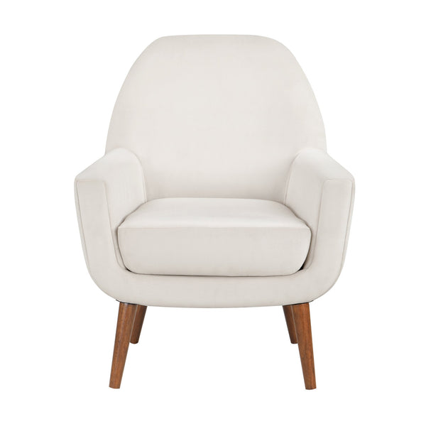 English Elm Astrid Plush Mid-Century Velvet Armchair in Sea Oat Beige — Solid Wood Legs, Cozy Curves, Durable Upholstery B05089992