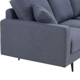 English Elm Modern Grey Three-Seat Sofa With Thick Sponge and Two Pillows, 87.40Inch