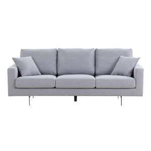 English Elm Modern Three Seat Sofa Couch With 2 Pillows, Light Grey Perfect For Every Occasion