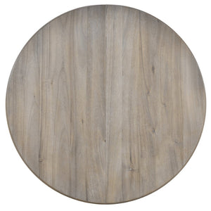 English Elm Trexm Extendable Round Dining Table Acacia Veneer Rubberwood Legs Seats up to Six Natural Wood Wash WF299347AAD