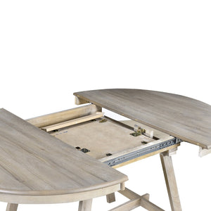 English Elm Trexm Extendable Round Dining Table Acacia Veneer Rubberwood Legs Seats up to Six Natural Wood Wash WF299347AAD