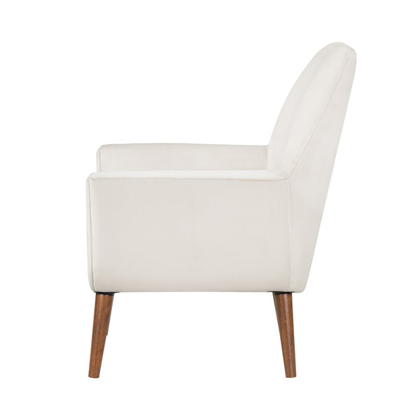English Elm Astrid Plush Mid-Century Velvet Armchair in Sea Oat Beige — Solid Wood Legs, Cozy Curves, Durable Upholstery B05089992