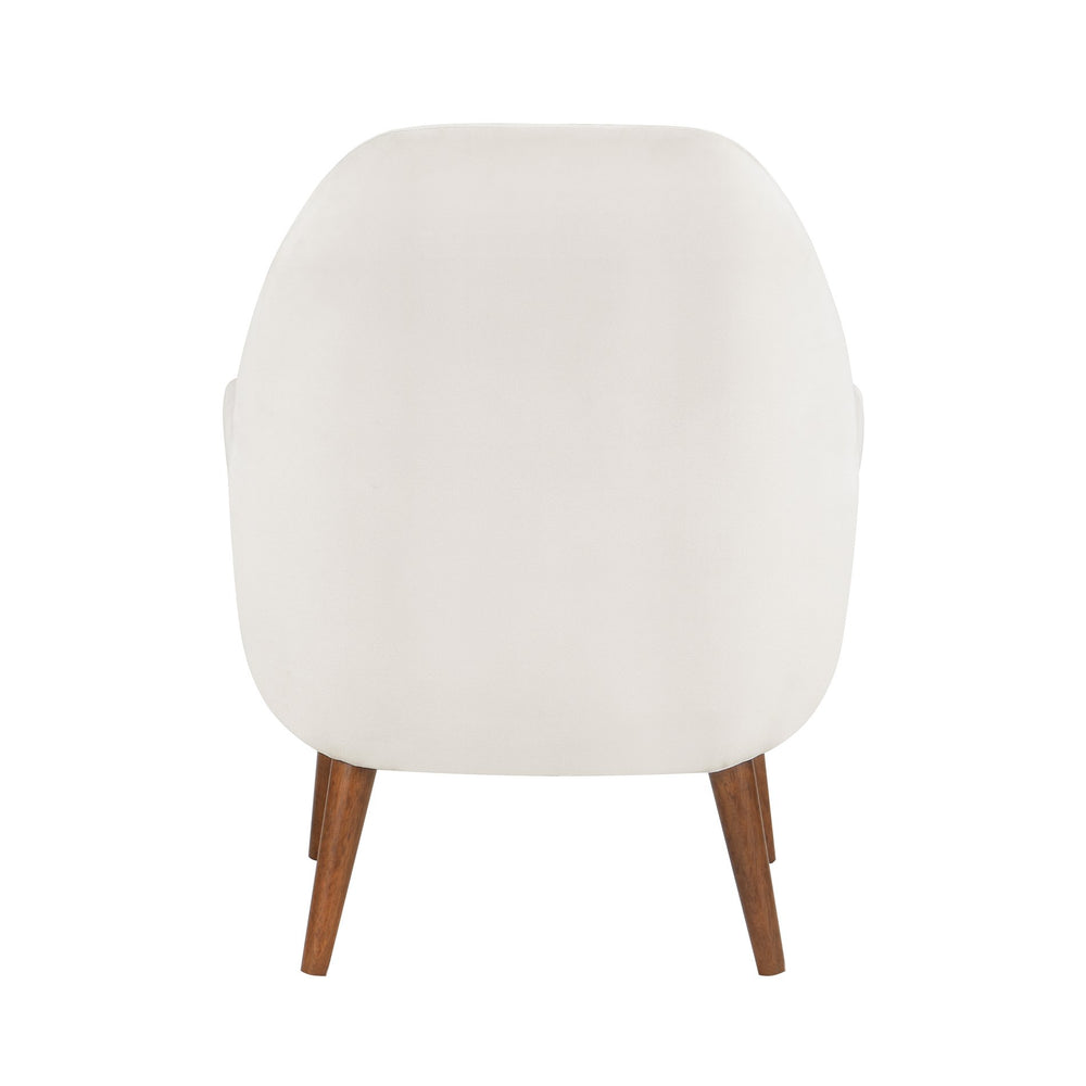English Elm Astrid Plush Mid-Century Velvet Armchair in Sea Oat Beige — Solid Wood Legs, Cozy Curves, Durable Upholstery B05089992