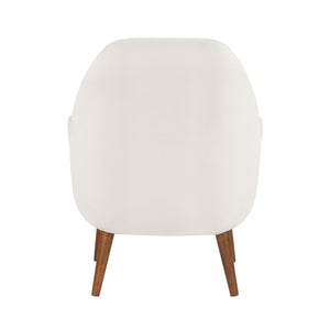English Elm Astrid Plush Mid-Century Velvet Armchair in Sea Oat Beige — Solid Wood Legs, Cozy Curves, Durable Upholstery B05089992