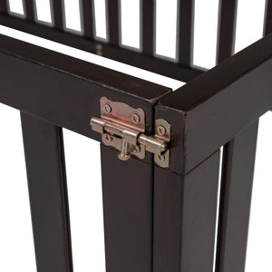 English Elm Twin Floor Bed Frame Pinewood Fence Enclosure with Door for Kids Bedroom Walnut WF299299AAL