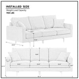 English Elm Modern Three Seat Sofa Couch With 2 Pillows, Light Grey Perfect For Every Occasion