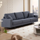 English Elm Modern Grey Three-Seat Sofa With Thick Sponge and Two Pillows, 87.40Inch