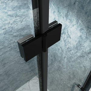 English Elm 34 Inch Semi-frameless Bi-fold Shower Door Clear Glass Panel Matte Black Finish W637110546