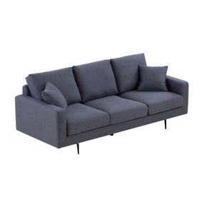 English Elm Modern Grey Three-Seat Sofa With Thick Sponge and Two Pillows, 87.40Inch