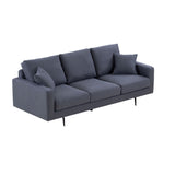 Grey 3-Seat Sofa with Thick Sponge & 2 Pillows - 87.4