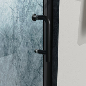 English Elm 34 Inch Semi-frameless Bi-fold Shower Door Clear Glass Panel Matte Black Finish W637110546