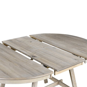 English Elm Trexm Extendable Round Dining Set Rubberwood Legs Upholstered Chairs Modern Farmhouse Natural Wood Wash ST000038AAD