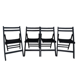 English Elm Furniture Slatted Wood Folding Special Event Chair Set of 4 Black - Solid Wood, Lightweight, Durable, Compact Foldability W49553509