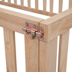 English Elm Full Size Pine Wood Floor Bed with Safety Fence Door Montessori Kids Bedroom Frame Natural WF299302AAM
