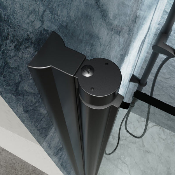 English Elm 34 Inch Semi-frameless Bi-fold Shower Door Clear Glass Panel Matte Black Finish W637110546