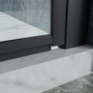 English Elm 34 Inch Semi-frameless Bi-fold Shower Door Clear Glass Panel Matte Black Finish W637110546