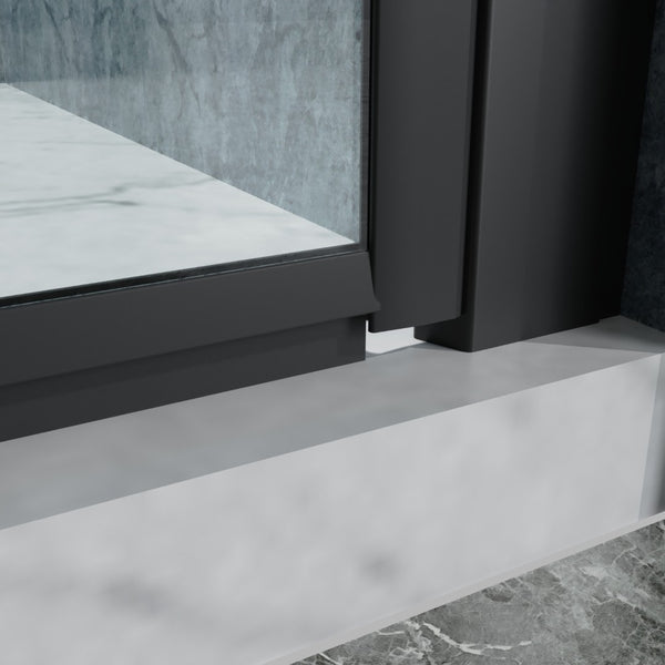 English Elm 34 Inch Semi-frameless Bi-fold Shower Door Clear Glass Panel Matte Black Finish W637110546