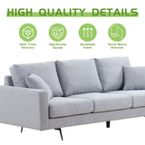 English Elm Modern Three Seat Sofa Couch With 2 Pillows, Light Grey Perfect For Every Occasion