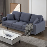 English Elm Modern Grey Three-Seat Sofa With Thick Sponge and Two Pillows, 87.40Inch