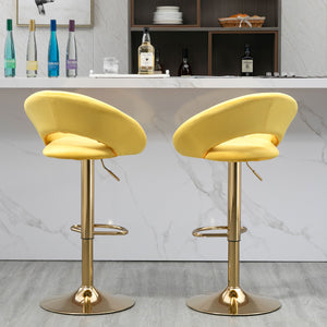 English Elm Yellow Velvet Adjustable Modern Dining Chairs,Counter Height Bar Chair,Swivel Bar Stools Set Of 2