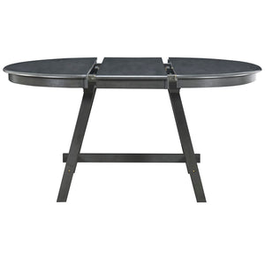 English Elm Trexm Extendable Round Dining Table Acacia Veneer Rubberwood Legs Seats up to Six Gray WF299347AAE