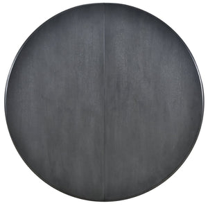 English Elm Trexm Extendable Round Dining Table Acacia Veneer Rubberwood Legs Seats up to Six Gray WF299347AAE
