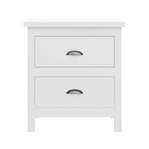 English Elm Versatile Solid Wood 2-Drawer Nightstand — Rustic White Bedside Table, Durable, Compact, Easy Assembly B03790057