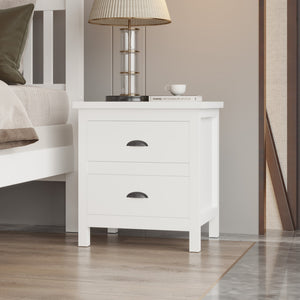 English Elm Versatile Solid Wood 2-Drawer Nightstand — Rustic White Bedside Table, Durable, Compact, Easy Assembly B03790057