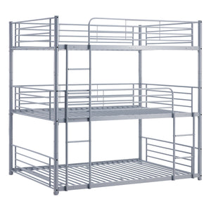 Hearth and Haven Ruby Full over Full over Full 3-Tier Bunk Bed with 2 Built-in Ladders, Grey LT000297AAE