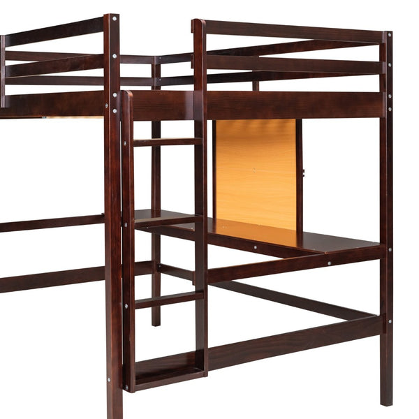 English Elm Twin Loft Bed with Desk Drawers and Writing Board Pinewood Frame Kids Bedroom LT000353AAP