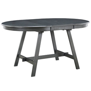 English Elm Trexm Extendable Round Dining Table Acacia Veneer Rubberwood Legs Seats up to Six Gray WF299347AAE