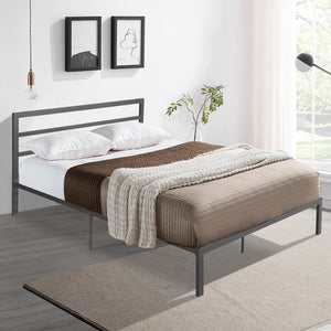 English Elm Queen Steel Platform Bed with Bold Headboard Industrial Modern Bedroom Frame W31181462