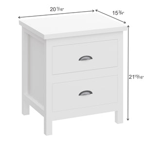 English Elm Versatile Solid Wood 2-Drawer Nightstand — Rustic White Bedside Table, Durable, Compact, Easy Assembly B03790057