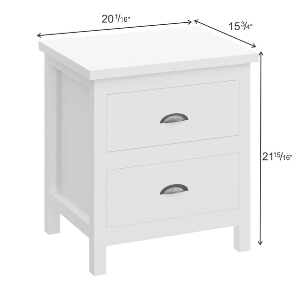 English Elm Versatile Solid Wood 2-Drawer Nightstand — Rustic White Bedside Table, Durable, Compact, Easy Assembly B03790057