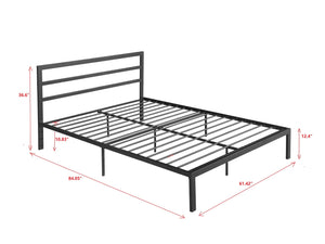 English Elm Queen Steel Platform Bed with Bold Headboard Industrial Modern Bedroom Frame W31181462