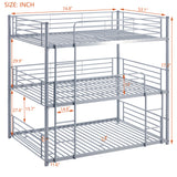 Hearth and Haven Ruby Full over Full over Full 3-Tier Bunk Bed with 2 Built-in Ladders, Grey LT000297AAE