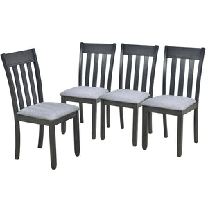 English Elm Trexm Extendable Round Dining Set Rubberwood Legs Upholstered Chairs Modern Farmhouse Gray ST000038AAE